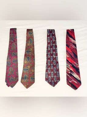 Lot Of 4 100% Silk Multicolor Men's Designers Necktie Ties